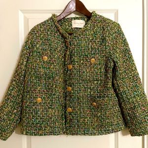 Brand New Condition Green Tweed Evening Jacket Blazer Women’s Size 4